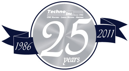 Techno, Inc. is celebrating 25 years of CNC Router and Linear Automation Technology. Visit any of our Web sites to view product information, request application assistance or catalogs, view technical articles, videos and more! www.techno-isel.com. Quality products at affordable prices!"
